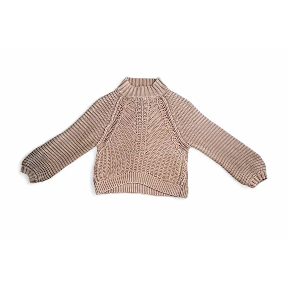 Free People Sweaters - Free People Sweetheart Mock Neck Sweater Size S Sand Castle Beige Rib Knit